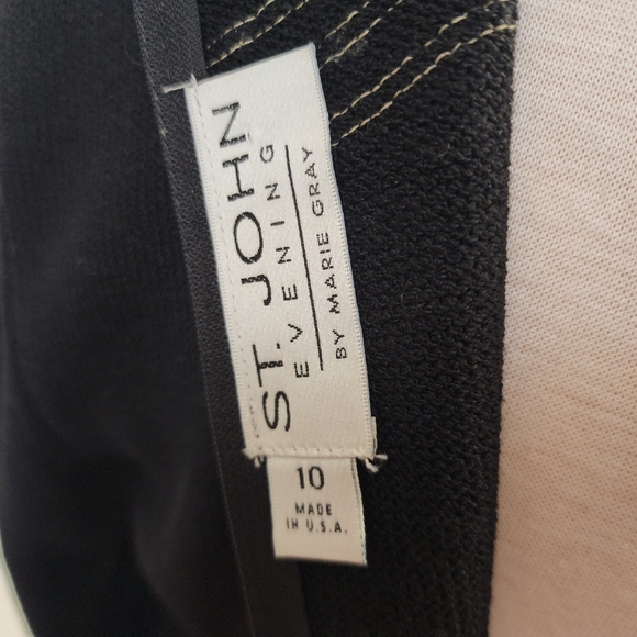 St John Knit Evening Dress black with gold pearl crystal piallettes size 10 - Picture 6 of 6